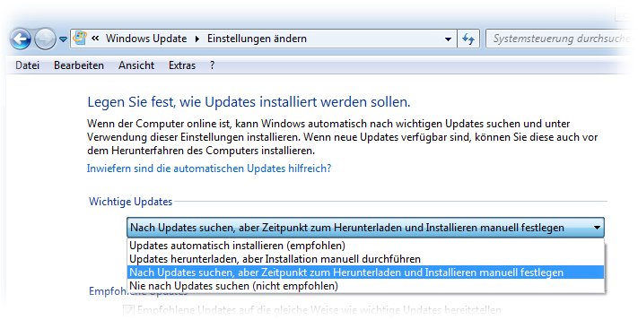Windows 7 Updates deaktivieren auf manuell Windows 10
