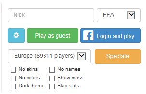 Agario Einstellungen und Login