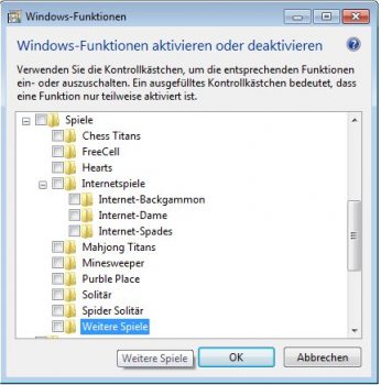 Minesweeper und Co. in Windows 7 aktivieren