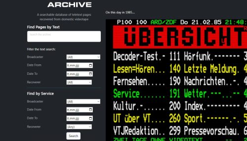 Teletext Archiv Online
