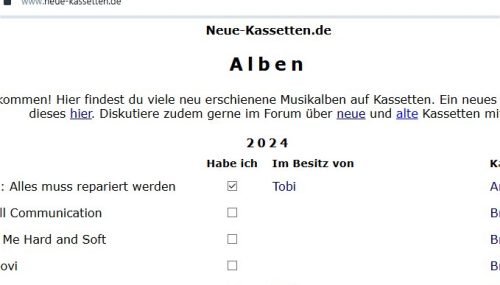 Neue Kassetten